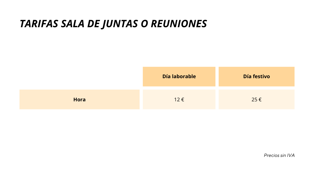 tarifa sala de juntas